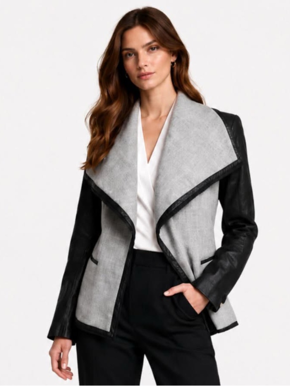Vince Leather & Wool Boucle Blazer